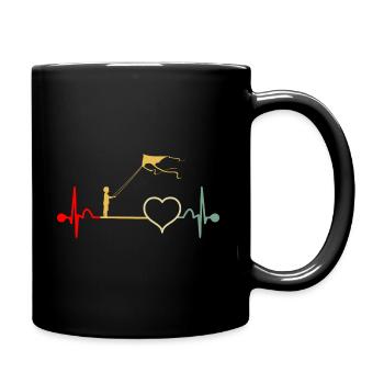 Drachensteigen Drachen Steigen Herzschlag Vintage - Tasse einfarbig - Schwarz - Rechts