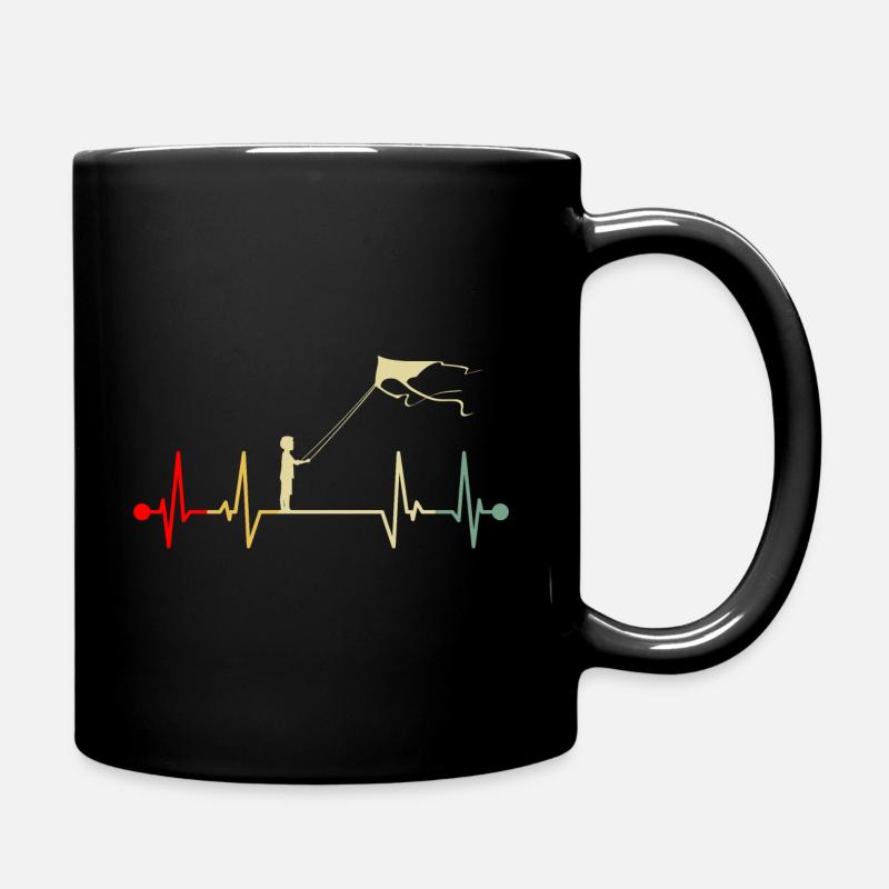 Drachensteigen Drachen Steigen Herzschlag Retro - Tasse einfarbig - Schwarz
