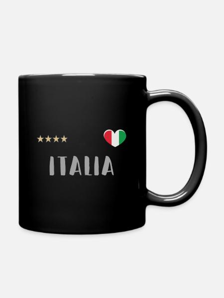 Drapeau de football d’Italie avec le cœur - Mug uni - noir