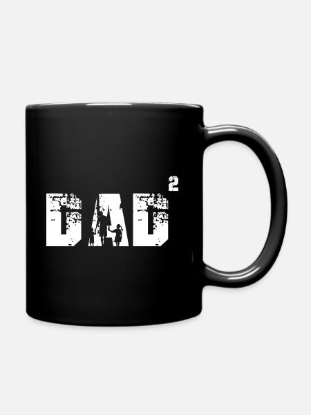 Vater zwei Kinder Tochter Sohn Lustiger Papa - Tasse einfarbig - Schwarz