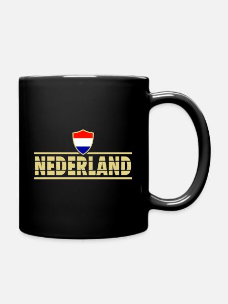Fotballflaggflagg Nederland Nederland - Ensfarget kopp - svart