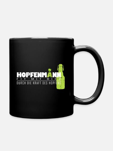 Hopfenmann Fit mit Bier - Tasse einfarbig - Schwarz