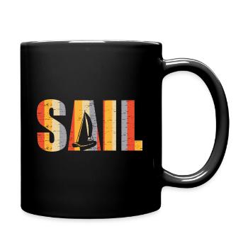 Segelboot Katamaran Retro - Tasse einfarbig - Schwarz - Rechts