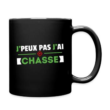 J PEUX PAS J AI CHASSE CADEAU HUMOUR PAPA CHASSEUR - Mug uni - noir - Droite