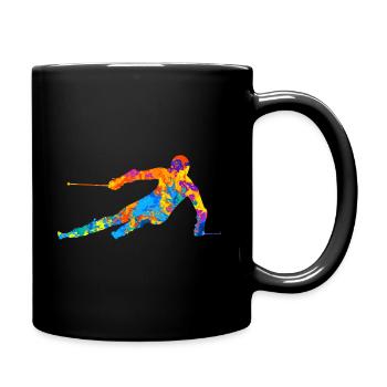 Ski Ski fahren Schi Wintersport Geschenkidee - Tasse einfarbig - Schwarz - Rechts
