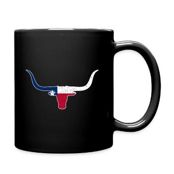 Texas Longhorn Rinder Design für stolze Texaner - Tasse einfarbig - Schwarz - Rechts