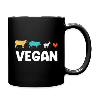 Animaux végétaliens - Mug uni - noir - Droite