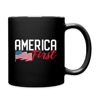 America First Memorial Day Fourth July USA Americani - Full Colour Mug - black - Right