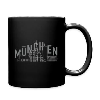 München Skyline Tshirt - Tasse einfarbig - Schwarz - Rechts