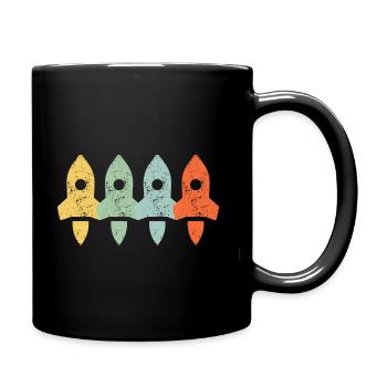 Vintage-Retro-Raketen-Raumschiff | Luft- und Raumfahrtingenieur - Tasse einfarbig - Schwarz - Rechts