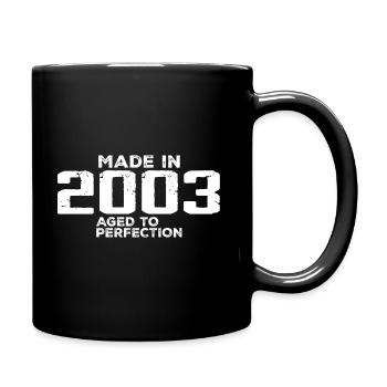 Jahrgang 2003 Retro 2003 Jubiläumsgeschenk - Tasse einfarbig - Schwarz - Rechts