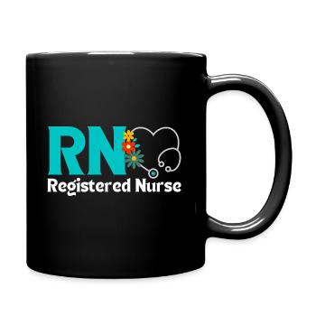 RN Registered Nurse with Stethoscope - Full Colour Mug - black - Right