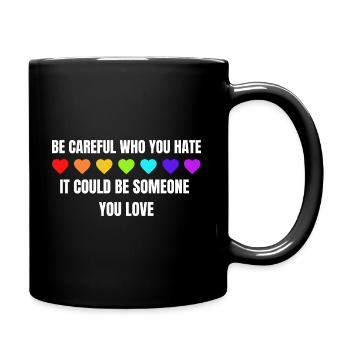 LGBTQ Love Heart Pride Month Gay Parade Rainbow - Full Colour Mug - black - Right
