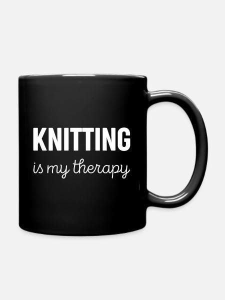 Stricken ist mein Therapie-Strick-Liebhaber - Tasse einfarbig - Schwarz