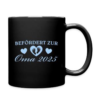 Oma 2025 Schwangerschaft ankündigen - Tasse einfarbig - Schwarz - Rechts