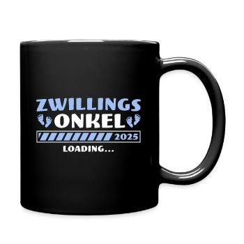 Zwillings Onkel 2025 Schwangerschaft Zwillinge - Tasse einfarbig - Schwarz - Rechts