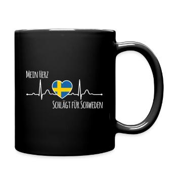 My heart beats for Sweden Scandinavia - Full Colour Mug - black - Right