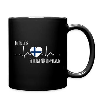 Mon cœur bat pour la Finlande Scandinavie - Mug uni - noir - Droite