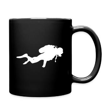 Taucher Diver Tauchen Silhouette Taucherbrille - Tasse einfarbig - Schwarz - Rechts