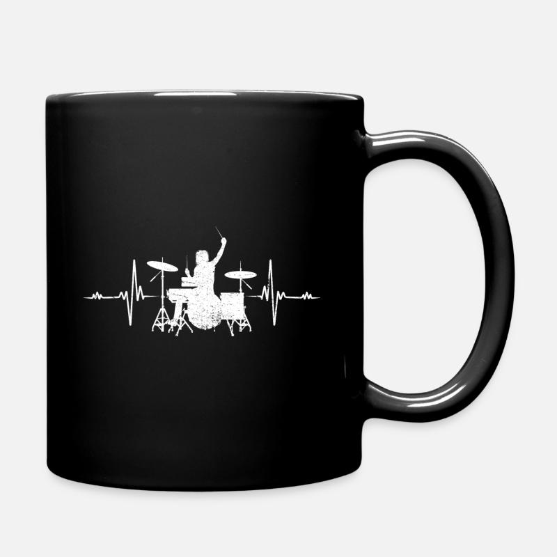 Drummer Heartbeat Drummer Drums Fun Gift - Full Colour Mug - black