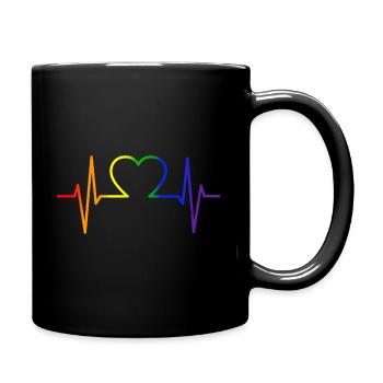 Arc-en-ciel drapeau cadeau battement de cœur LGBT - Mug uni - noir - Droite