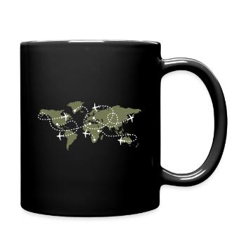 World map air traffic controller ATC flying - Full Colour Mug - black - Right