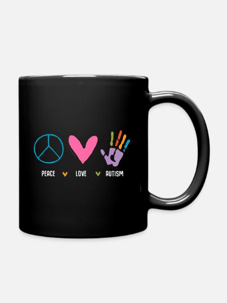 Liebe Autismus Frieden Autist Unterstützung - Tasse einfarbig - Schwarz