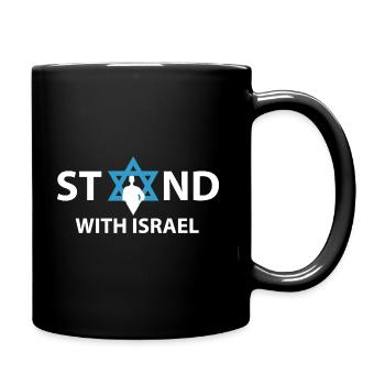 Stand with israel gift saying Jewish Hanukkah - Full Colour Mug - black - Right