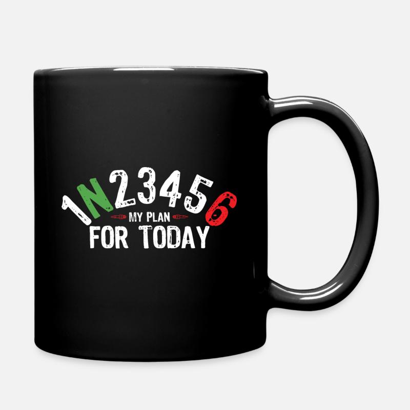 Motorrad / Biker - Motorradfahrer Schaltung - Tasse einfarbig - Schwarz