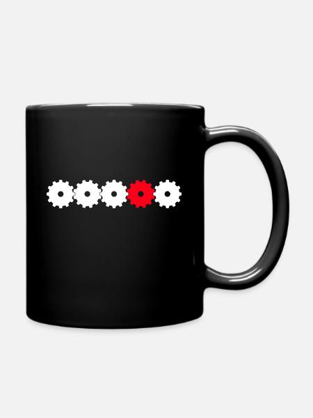 Zahnräder in weiß und rot - Tasse einfarbig - Schwarz