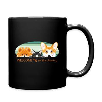 Willkommen in der Hunde- und Katzenfamilie - Tasse einfarbig - Schwarz - Rechts