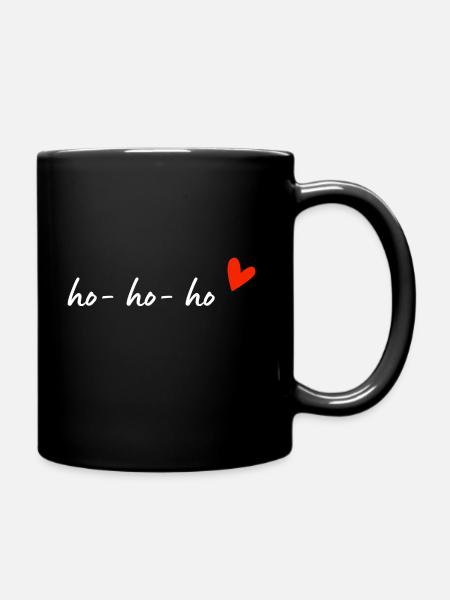 Ho Ho Ho Herz Weihnachten - Tasse einfarbig - Schwarz