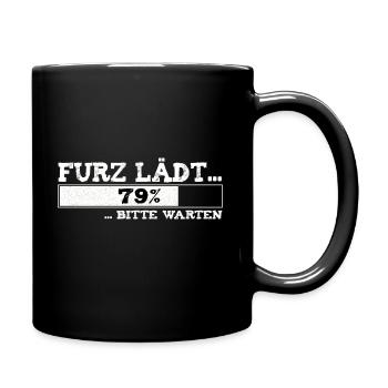 Lustiges Furz Design Furz Läd bitte warten Shirt - Tasse einfarbig - Schwarz - Rechts