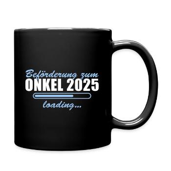 Schwangerschaftsverkündung 2025 Werdender Onkel - Tasse einfarbig - Schwarz - Rechts