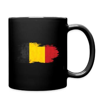Belgium - National Flag, Brush Effect - Full Colour Mug - black - Right