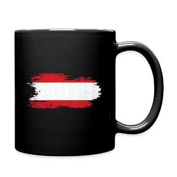 Austria - National Flag, Brush Effect - Full Colour Mug - black - Right