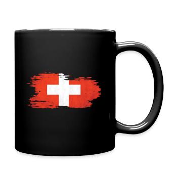 Switzerland - National Flag, Brush Effect - Full Colour Mug - black - Right