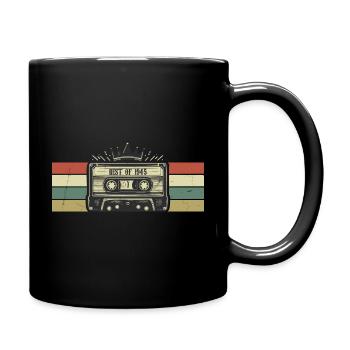 1945 Kassette - Geboren 1945 Geburtstagsgeschenk - Tasse einfarbig - Schwarz - Rechts