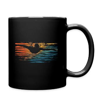 Schwimmen Schwimmer Retro Vintage - Tasse einfarbig - Schwarz - Rechts