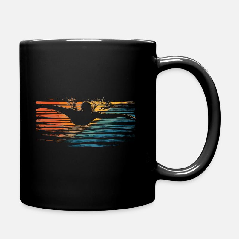 Schwimmen Schwimmer Retro Vintage - Tasse einfarbig - Schwarz