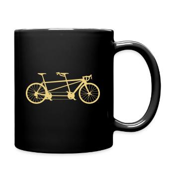Tandem bicycle design color selectable - Full Colour Mug - black - Right