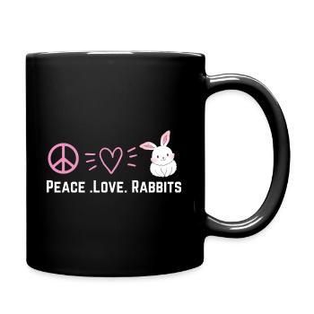 Peace Love Rabbits Friede Liebe Kaninchen - Tasse einfarbig - Schwarz - Rechts