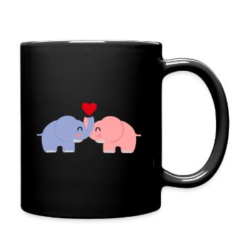 Elefant Liebe Paar - Tasse einfarbig - Schwarz - Rechts