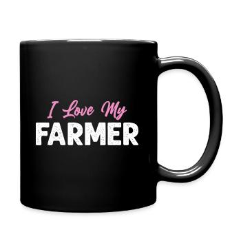 I Love My Farmer Funny Farming - Full Colour Mug - black - Right