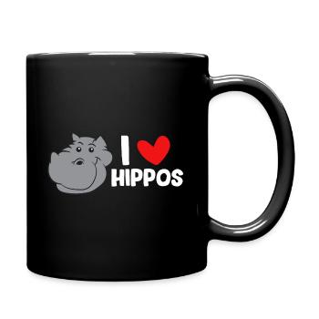 Hippo - I love hippos - Full Colour Mug - black - Right