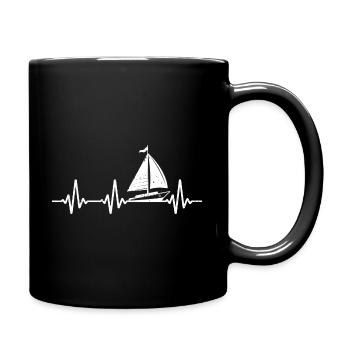 Segelboot EGK Bootsliebhaber Herzschlag Segel Sege - Tasse einfarbig - Schwarz - Rechts