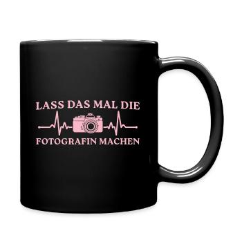 Kamera Lass das mal die Fotografin machen - Tasse einfarbig - Schwarz - Rechts