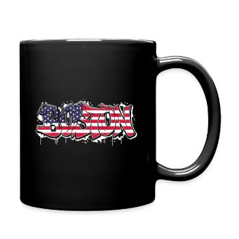 Boston Graffiti-Kunst - Urbaner Stil mit USA Fahne - Tasse einfarbig - Schwarz - Rechts