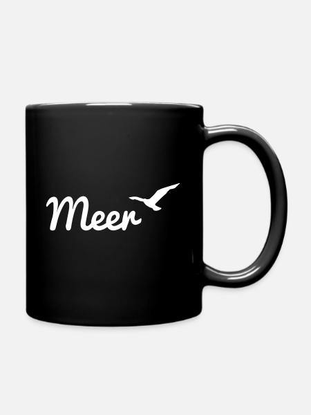 Meer und Möwe - Tasse einfarbig - Schwarz