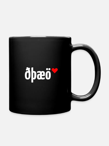 I Love Iceland Island Isländische Buchstaben Runen - Tasse einfarbig - Schwarz
